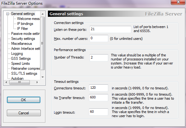 filezilla server全局参数设置