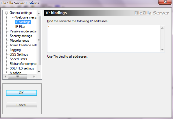 filezilla server配置绑定ip