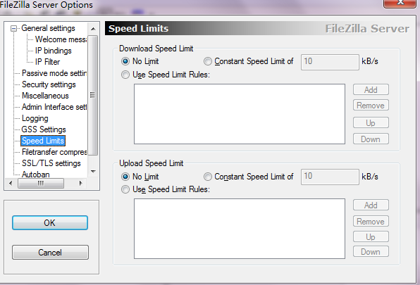 filezilla server速度限制