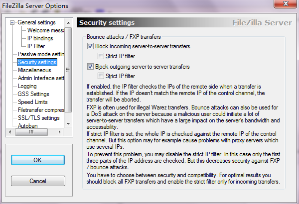 filezilla server安全设置