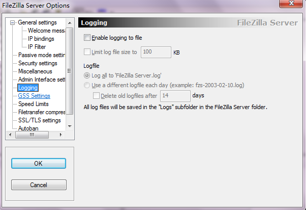 filezilla server配置日志