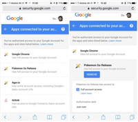 精灵宝可梦go游戏可能存在风险 软件需要google账号完整权限