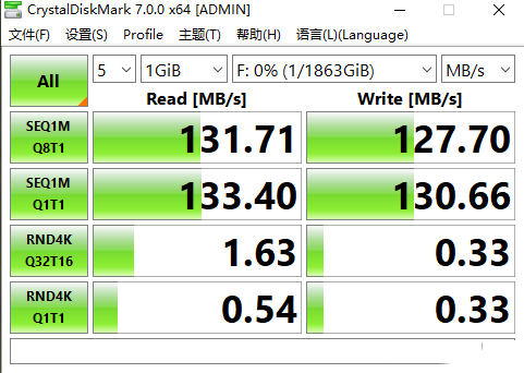 crystaldiskmark测试结果