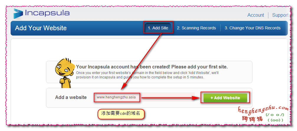 incapsula 添加需要cdn 加速的域名