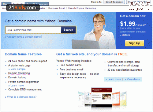 yahoo $1.99美元 .com域名注册教程