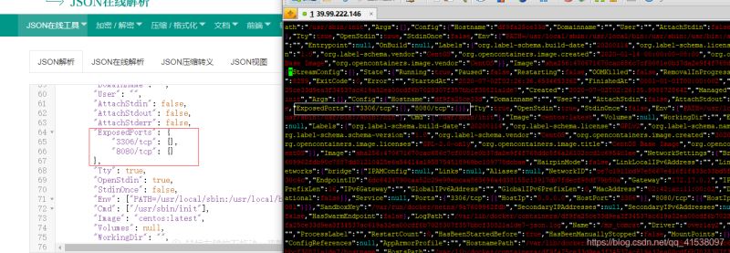 在 config.v2.json 里面添加一个配置项 "exposedports":{"80/tcp":{}} , 将这个配置项添加到 "tty": true, 前面
