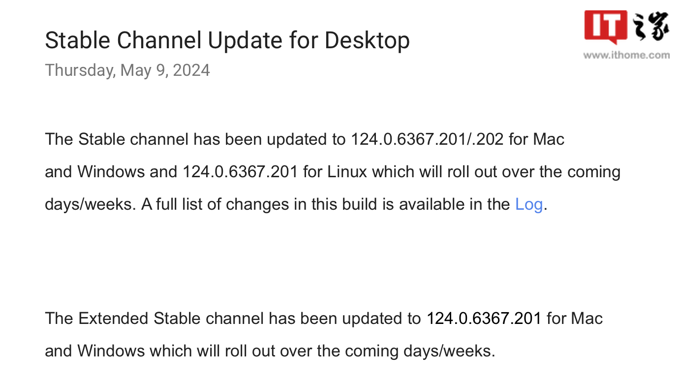 谷歌 chrome 浏览器获推 124.0.6367.201/202 更新,修复界面组件 ram 高危漏洞 cve-2024-4671