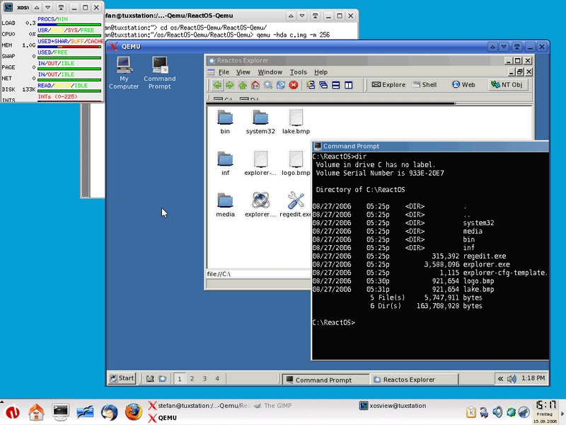 qemu 模拟运行 reactos