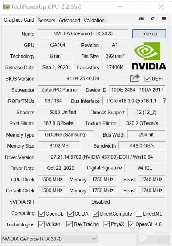 索泰rtx 3070 x-gaming oc评测 