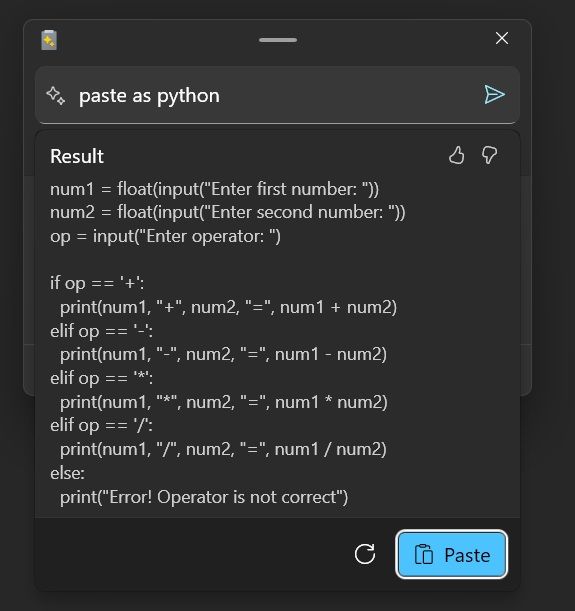 微软 win11“高级粘贴”初上手:复制 c++ 代码,可粘贴为 python 代码