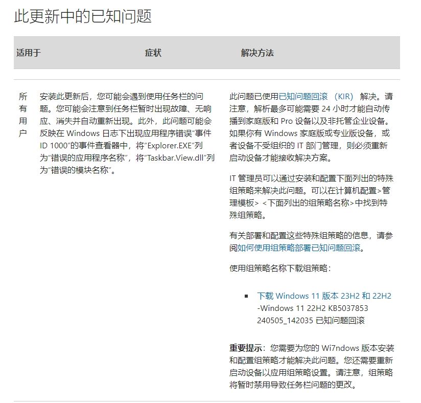 微软承认 win11 五月可选更新存在 bug:任务栏闪烁 / 无响应 / 间歇性消失