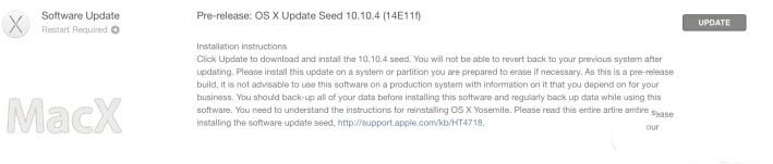 苹果os x yosemite 10.10.4第二个测试版发布