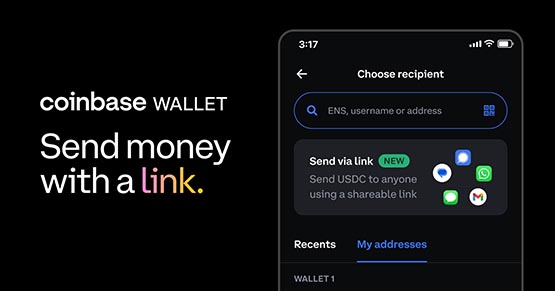 coinbase钱包新增分享转账链接功能！转usdc零手续费