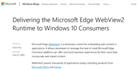 Win10 2004 及以上版本将内置 Edge WebView 2 今日开始分批推送
