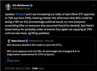 以太坊一夜大涨20% 美SEC对现货以太坊ETF 180度反转?