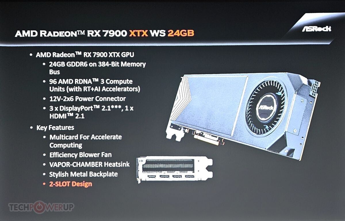 华擎新 rx 7900 xtx 显卡创造两个唯一:12v-2x6 供电接口、2.0 槽厚风冷