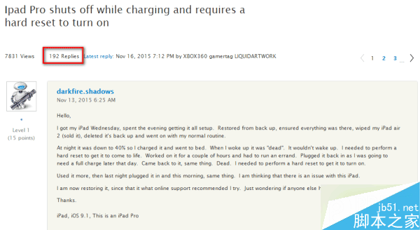 部分用户反映ipad pro在充电时会死机