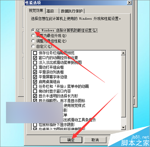 电脑中的性能设置更改后如何恢复它原来的外观?