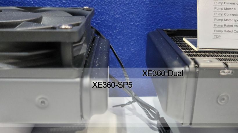 同时冷却双路 cpu,银昕展出 xe360-dual 双冷头一体式水冷散热器 冷排厚度对比