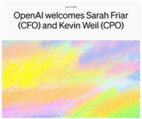 OpenAI 官宣新任首席财务官、首席产品官,并与苹果达成合作