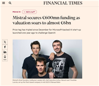 拿下 6 亿欧元融资,“OpenAI 欧洲对手”Mistral 估值飙升至近 60 亿欧元
