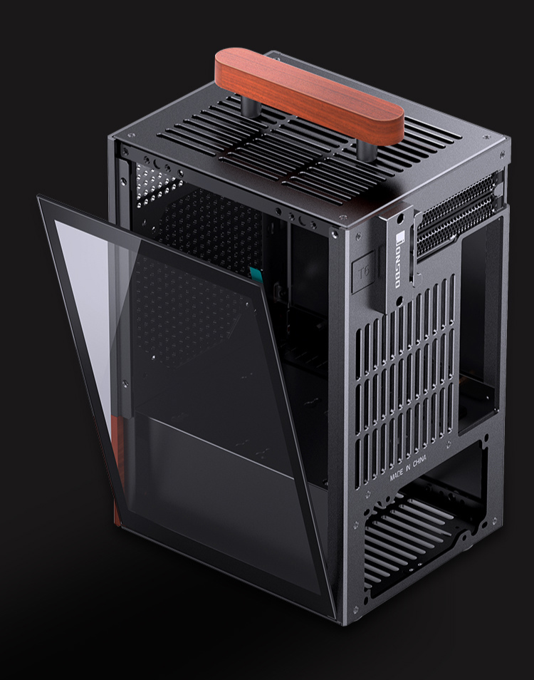 黑胡桃木饰板、可变换提手位置,乔思伯推出 t6 铝合金 itx 机箱 磁吸侧透