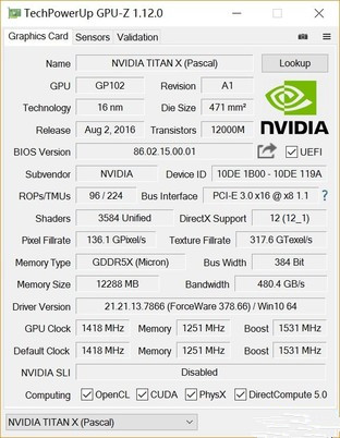 地球最强单芯卡王 nvidia titan x首测 