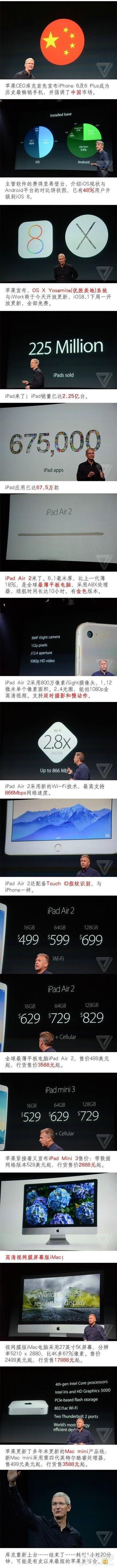 2014苹果ipad发布会全程回顾：新品概况一张图明了