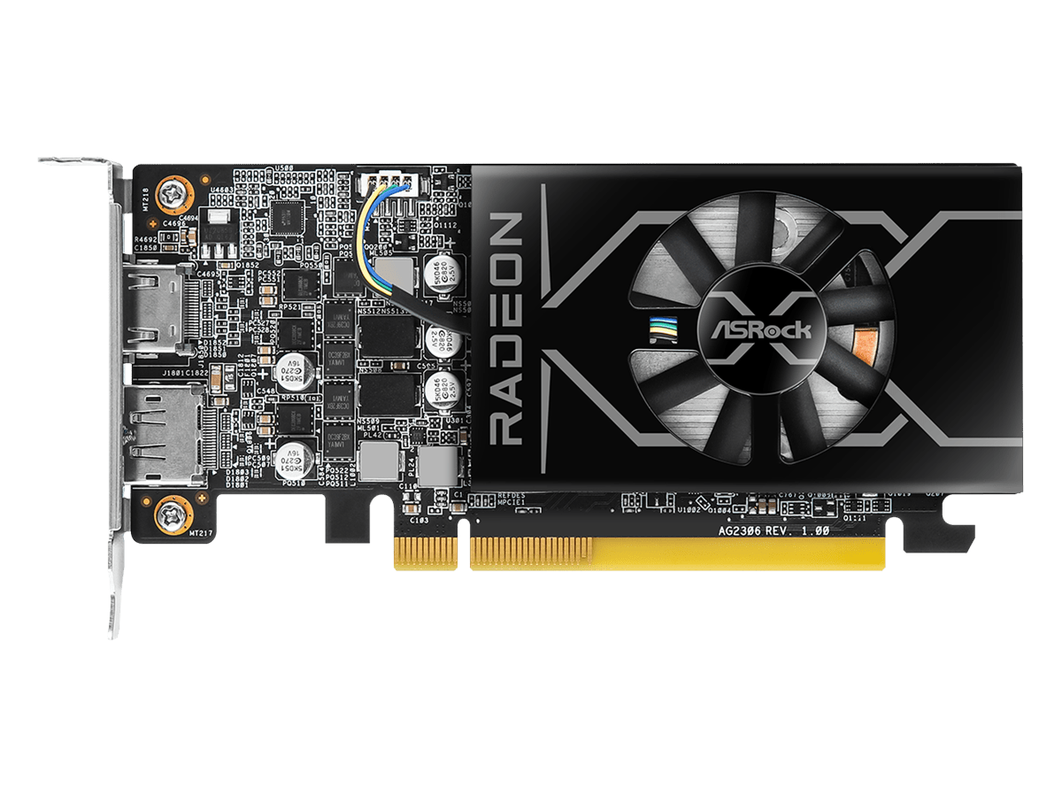 华擎推出 amd radeon rx 6400 low profile 4gb 单槽半高刀卡 显卡正面