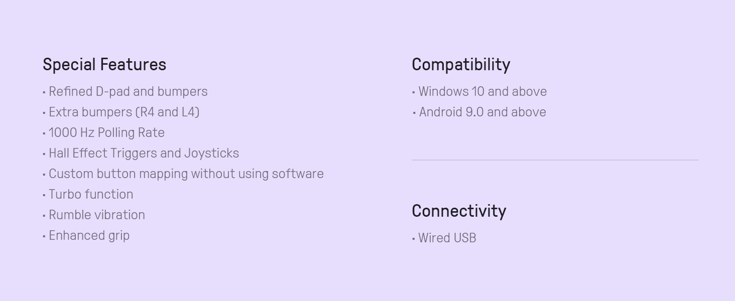 升级 1000hz 回报率、霍尔摇杆与扳机,八位堂 ultimate 2c 游戏手柄海外上架 有线版配置