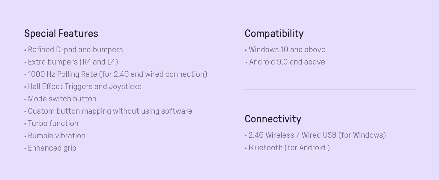 升级 1000hz 回报率、霍尔摇杆与扳机,八位堂 ultimate 2c 游戏手柄海外上架 无线版配置