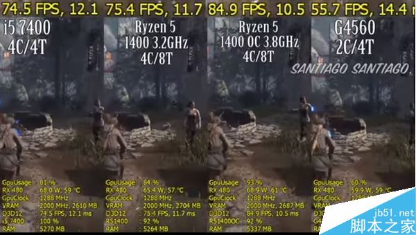 1299元4核amd ryzen 5 1400抢先游戏测试:对比7代i5