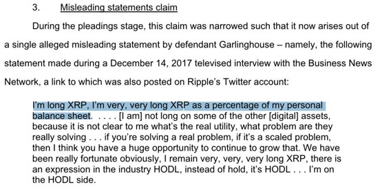 ripple ceo brad garlinghouse喊单吃官司：我非常看好xrp
