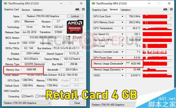 rx 480 4gb成功解锁8gb：赚大了！