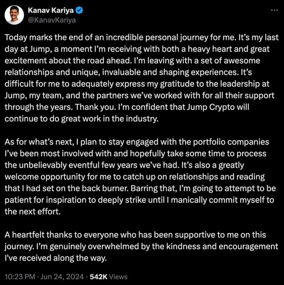不堪cftc调查？jump crypto ceo kanav kariya离职