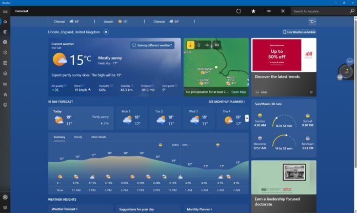 微软更新 win11 天气应用,嵌入更多推广内容
