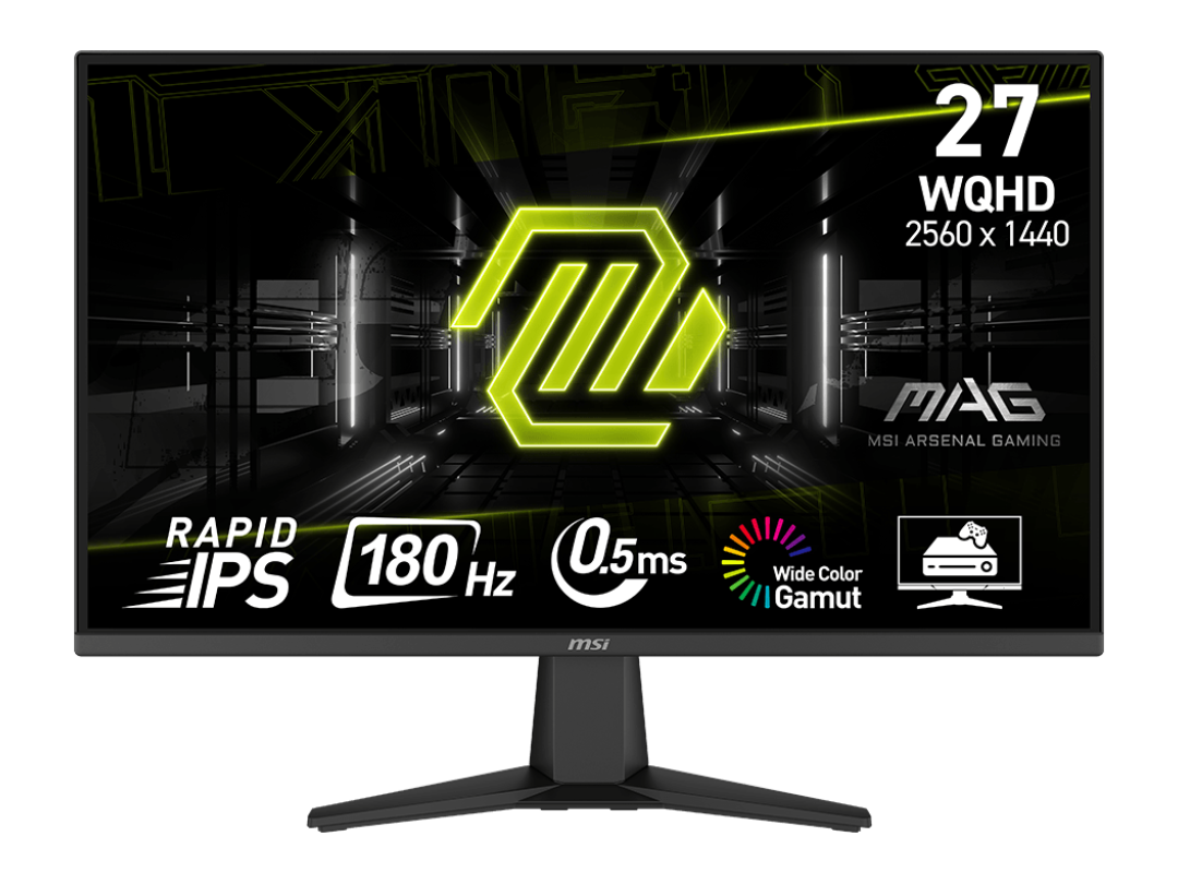 微星发布 mag 275qf 显示器:2560×1440 分辨率,180hz 刷新率 显示器正面