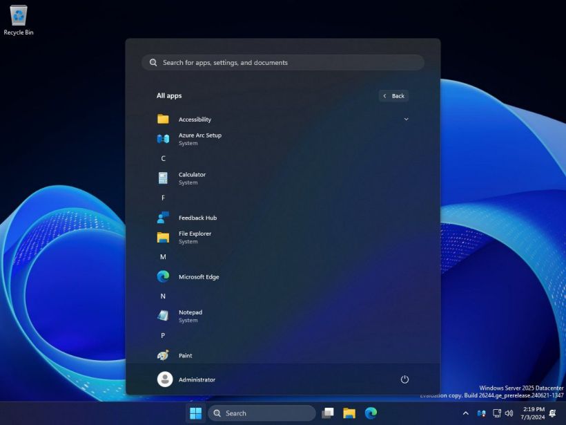 微软 windows server 2025 预览版排除干扰项:隐藏“get started”应用、精简设置选项