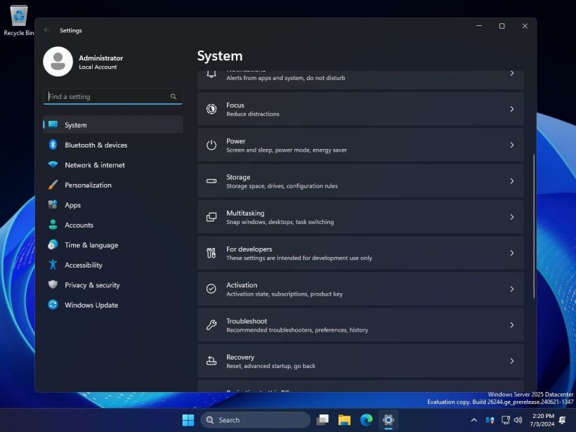 微软 windows server 2025 预览版排除干扰项:隐藏“get started”应用、精简设置选项
