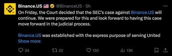 binance.us：sec根本没证据 模糊监管难以合规
