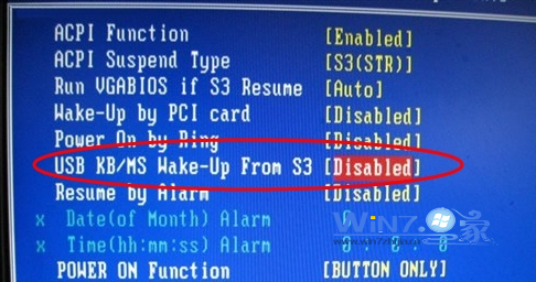 将“usb wake-up from  s3”设为“disable”