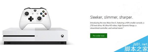 微软xbox one s正式发布：体积缩小40%
