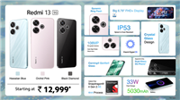 小米 Redmi 13 5G 手机印度发布:骁龙 4 Gen 2 领先版、1 亿像素主摄、双面玻璃机身