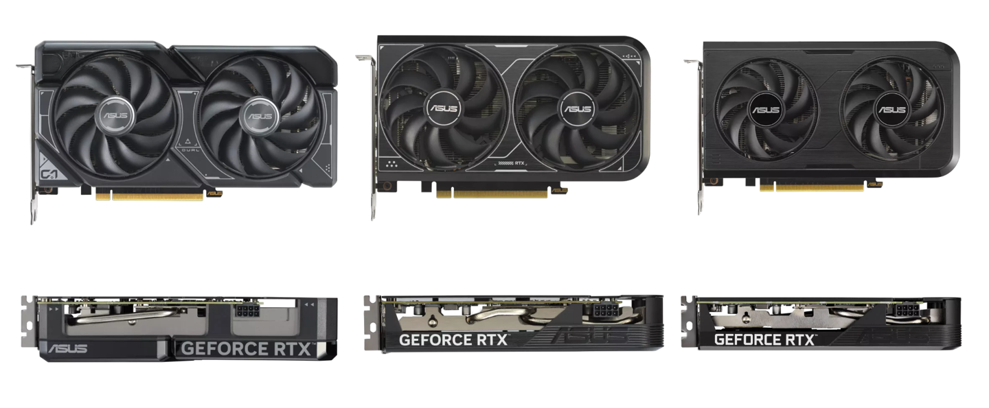 华硕推出 rtx 4060 dual v3 显卡:双槽双风扇散热、风扇尺寸减小 三款显卡对比