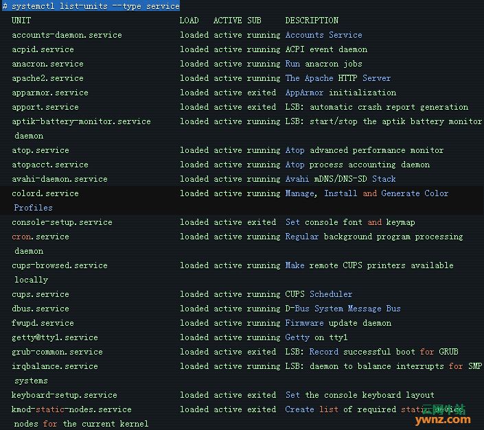 在linux系统中查看所有正在运行的服务