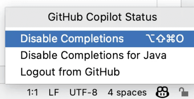 禁用 github copilot