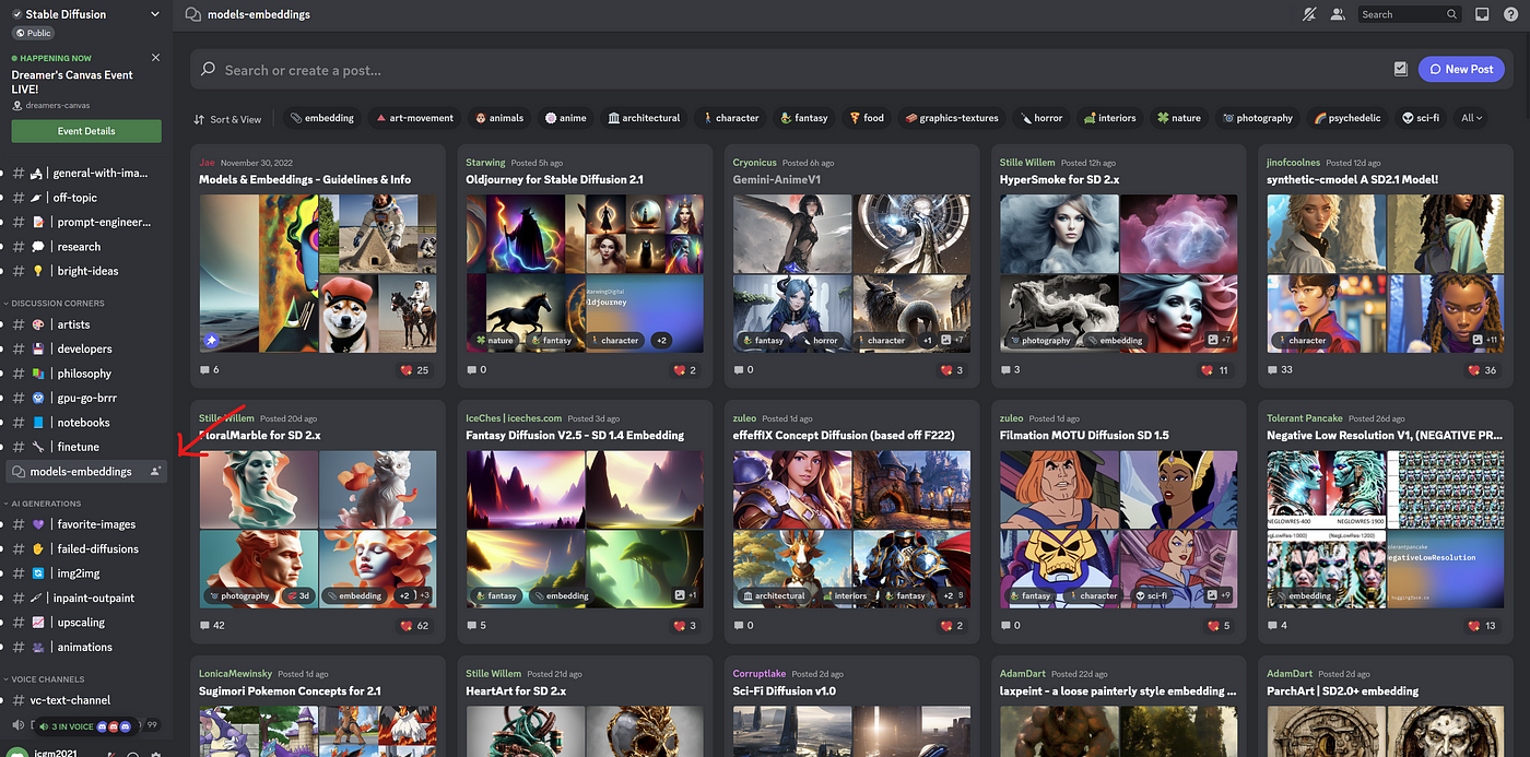 models-embeddings discord channel discord page for stable diffusion