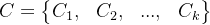 c=\begin{bmatrix} c_{1} ,& c_{2} , & ..., & c_{k} \end{bmatrix}