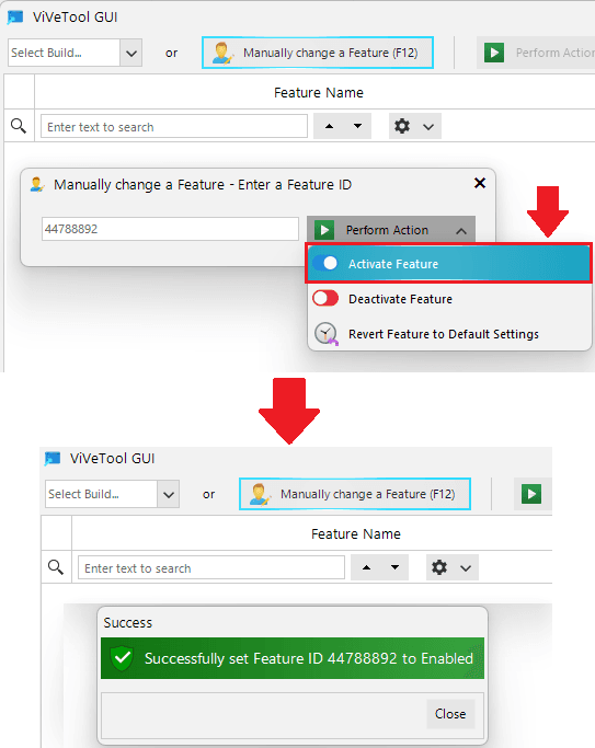 vivetool feature activated
