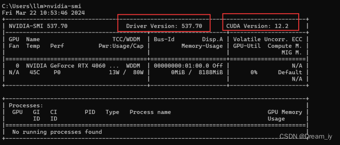 驱动版本是537.70,cuda版本是12.2